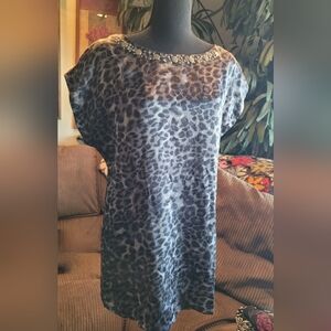 Apt 9 Cheetah Print Embellished Top Size M
